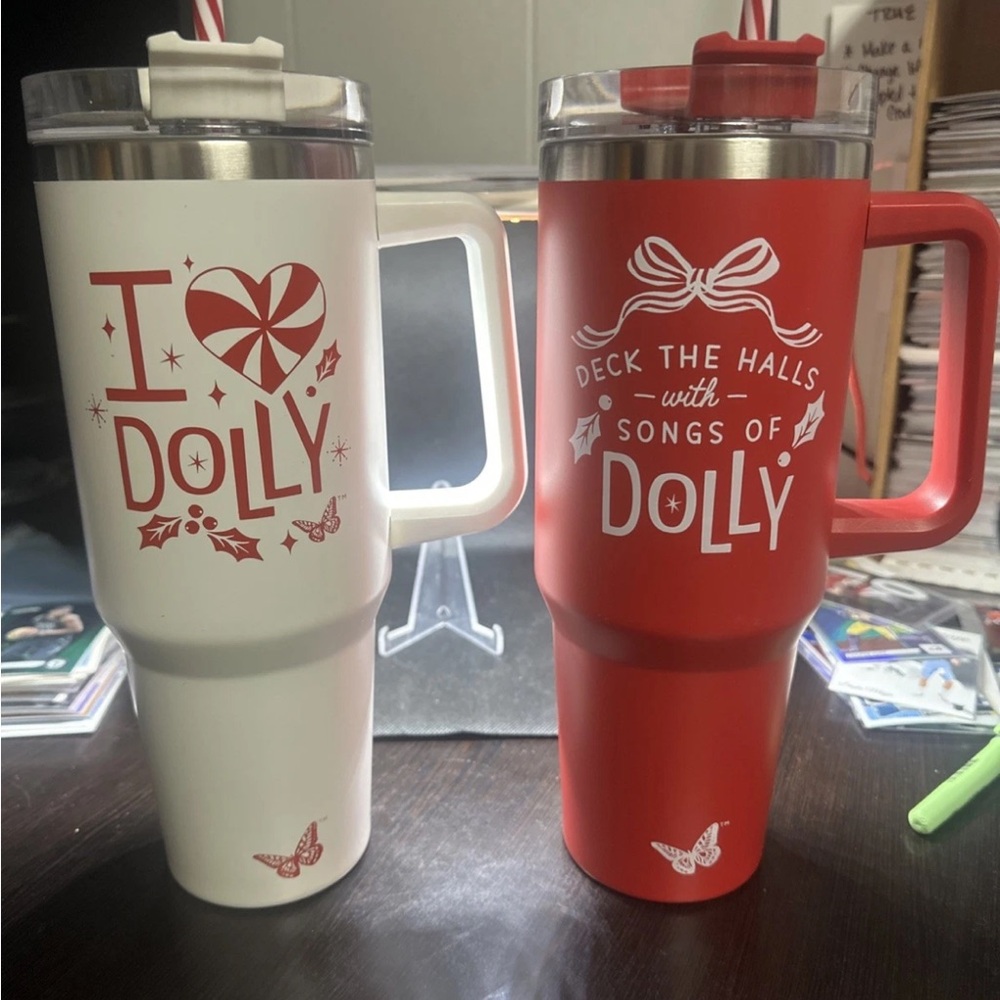 Dolly Parton limited Edition Christmas Insulated Travel Mug - Red and White